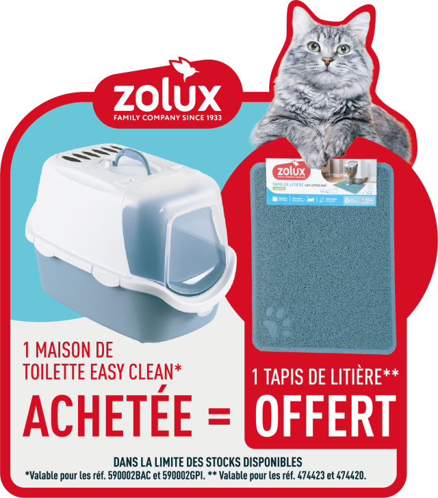 1 Maison de toilette Easy Clean achetée = 1 Tapis de litière OFFERT