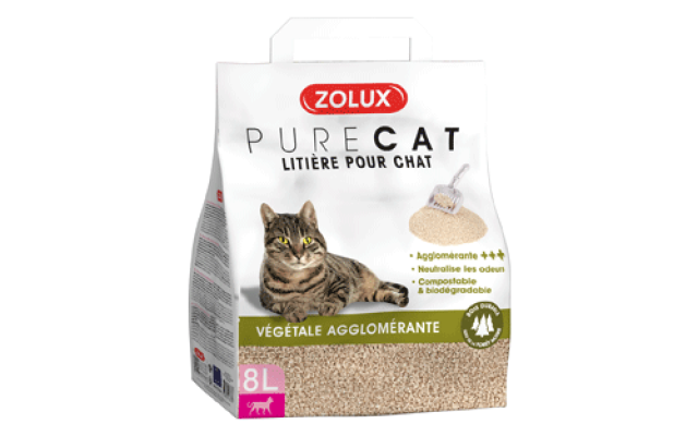 Litière Purecat agglomérante végétale réf. 476 316